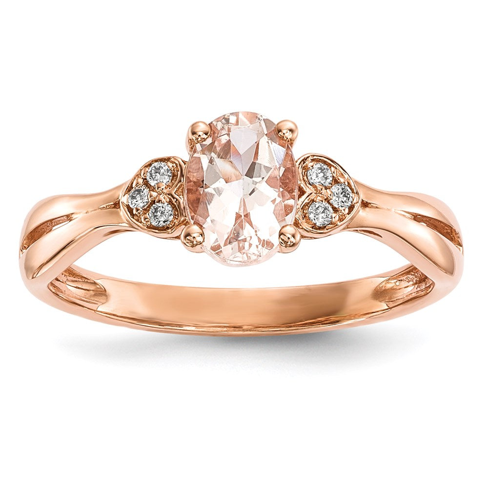 14k Rose Gold w/ Morganite & Real Diamond Ring