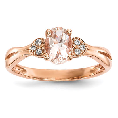 14k Rose Gold w/ Morganite & Real Diamond Ring
