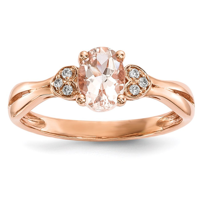 14k Rose Gold w/ Morganite & Real Diamond Ring