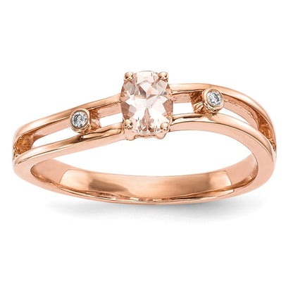 14k Rose Gold w/ Morganite & Real Diamond Ring