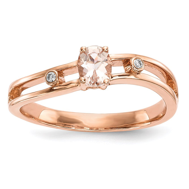 14k Rose Gold w/ Morganite & Real Diamond Ring