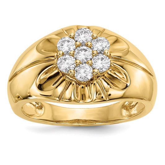 14k Yellow Gold Real Diamond Men's Ring