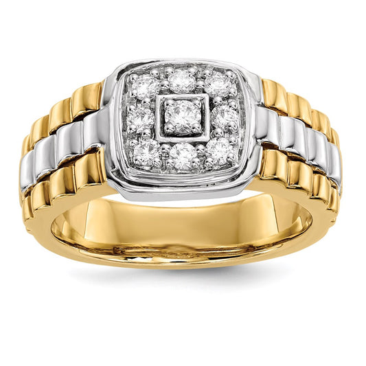 14k White/Yellow Gold Real Diamond Men's Ring