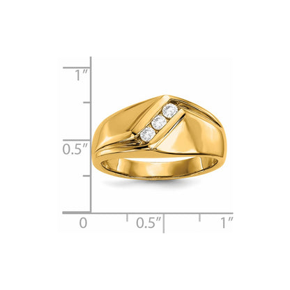 14k Yellow Gold Real Diamond Men's Ring