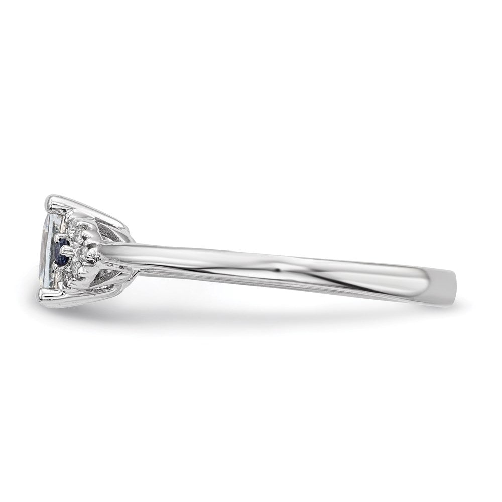 14k White Gold w/ Aquamarine /Blue Sapphire & Dia. Ring