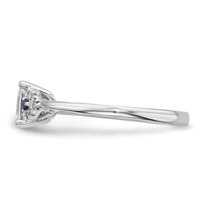 14k White Gold w/ Aquamarine /Blue Sapphire & Dia. Ring