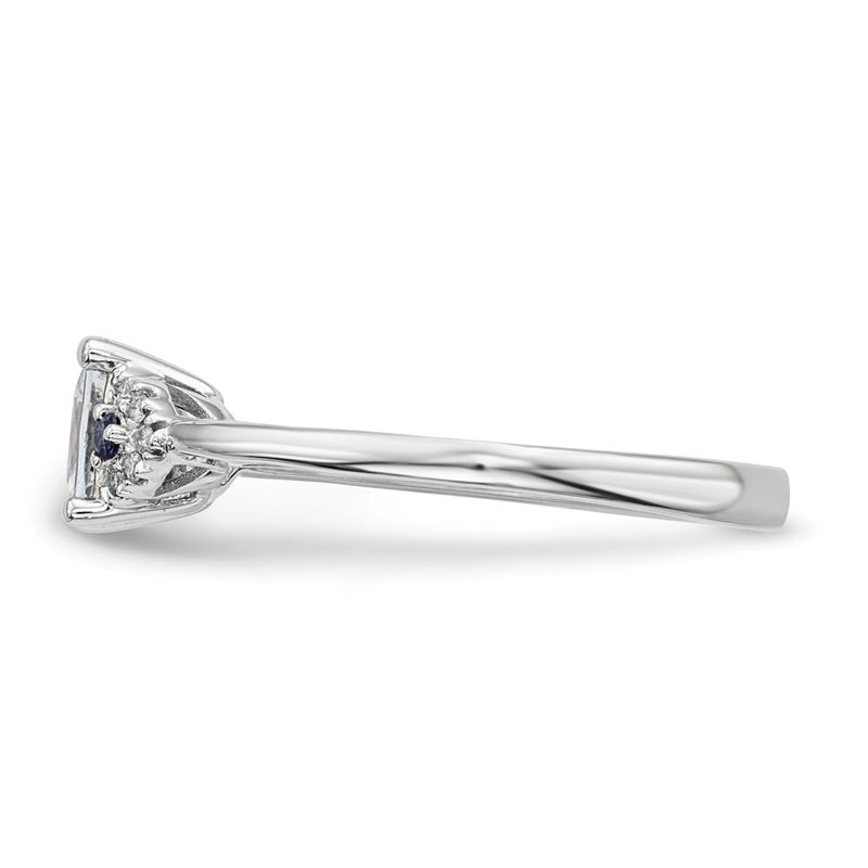 14k White Gold w/ Aquamarine /Blue Sapphire & Dia. Ring