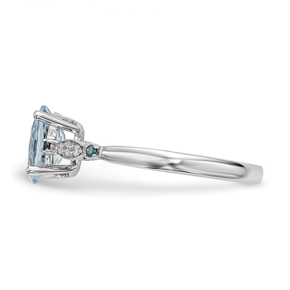 14k White Gold w/ Aquamarine /Blue Sapphire & Dia. Ring