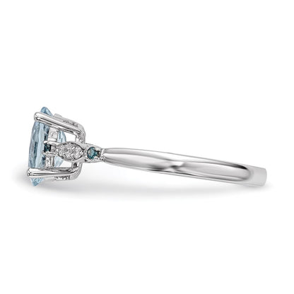 14k White Gold w/ Aquamarine /Blue Sapphire & Dia. Ring
