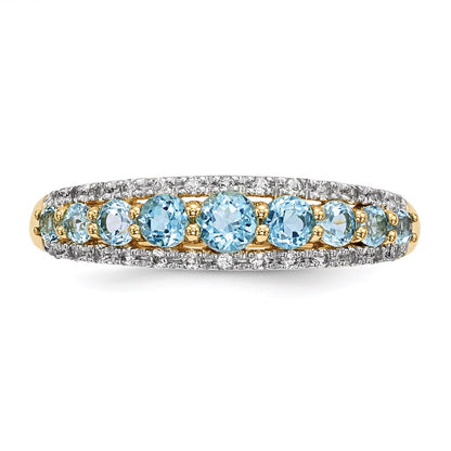 14K Gold w/L. Swiss Blue & White Topaz Polished Ring