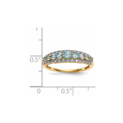 14K Gold w/L. Swiss Blue & White Topaz Polished Ring