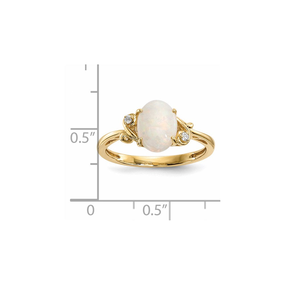 14K Gold w/ Austrian Opal & Real Diamond Ring