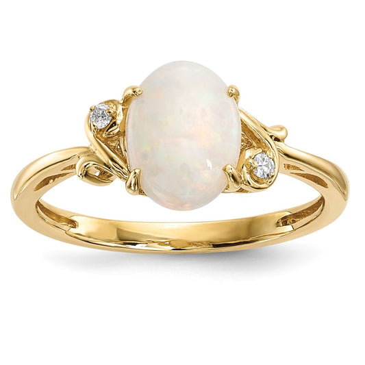 14K Gold w/ Austrian Opal & Real Diamond Ring