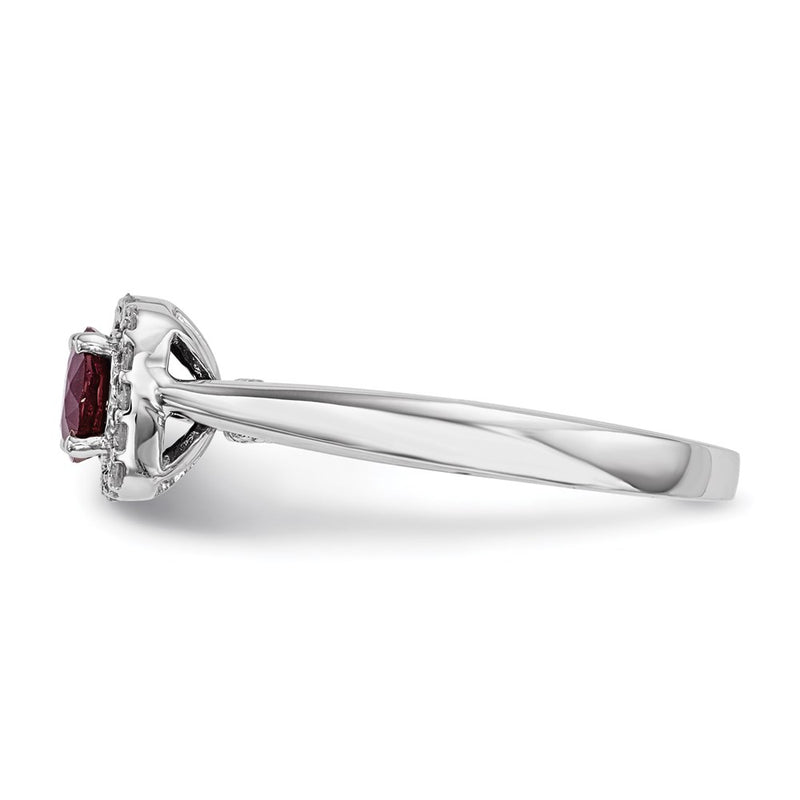 14k White Gold Real Diamond & Ruby Ring