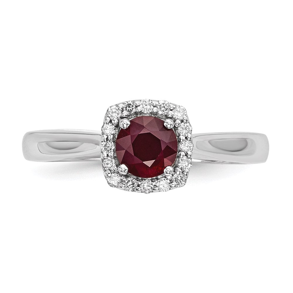 14k White Gold Real Diamond & Ruby Ring