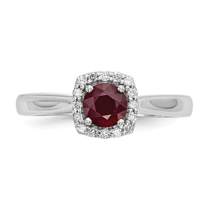 14k White Gold Real Diamond & Ruby Ring