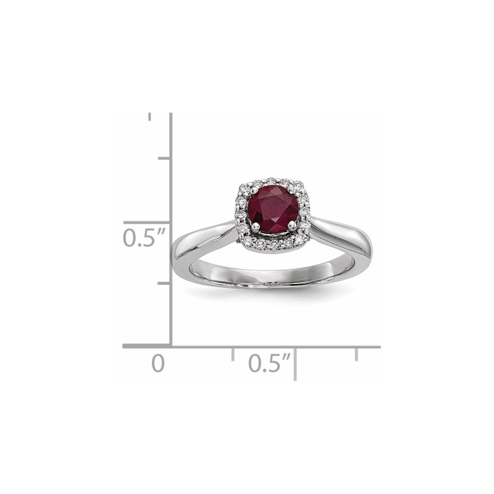 14k White Gold Real Diamond & Ruby Ring