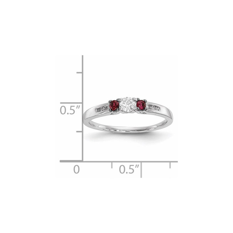 14k White Gold Real Diamond & Ruby Ring