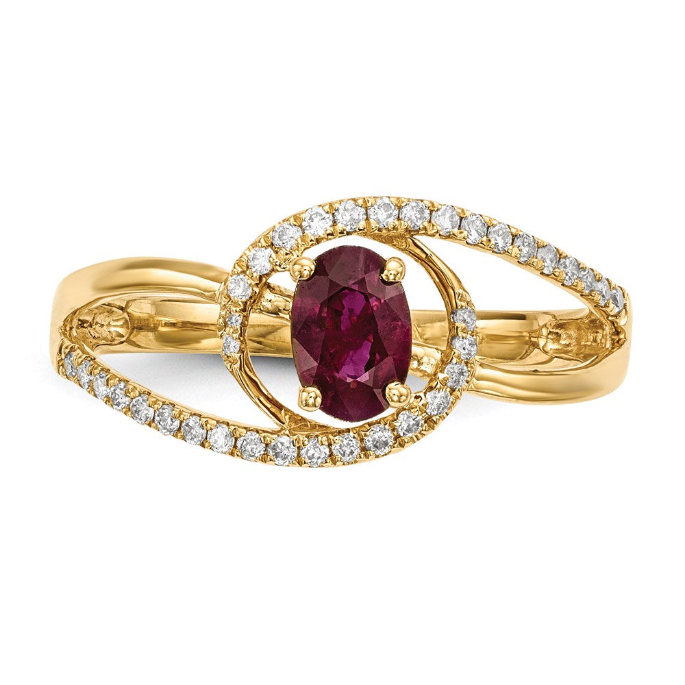14k Gold w/ Ruby & Real Diamond Ring