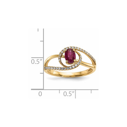 14k Gold w/ Ruby & Real Diamond Ring