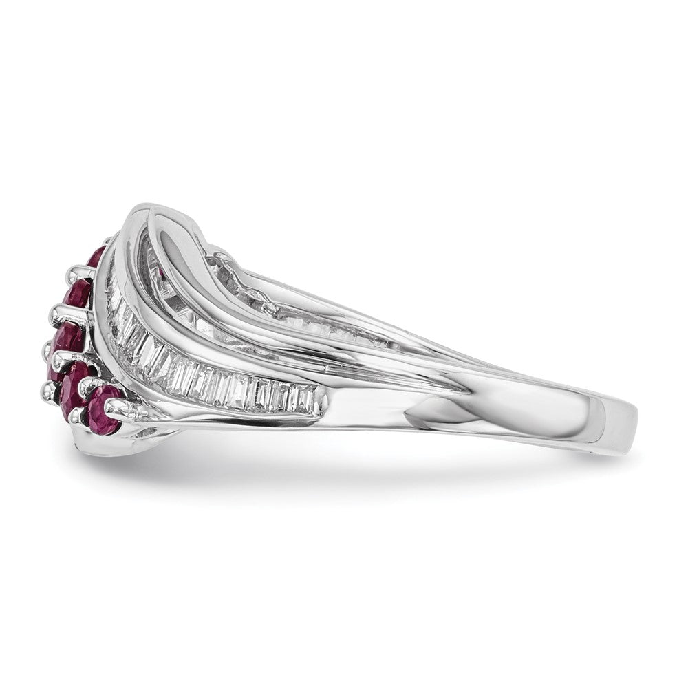 14k White Gold Real Diamond & Ruby Ring