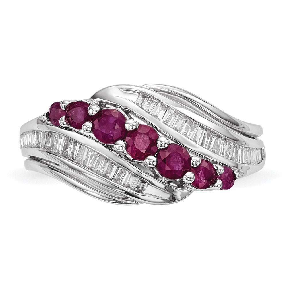 14k White Gold Real Diamond & Ruby Ring