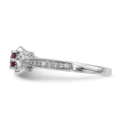 14k White Gold Real Diamond & Ruby Ring
