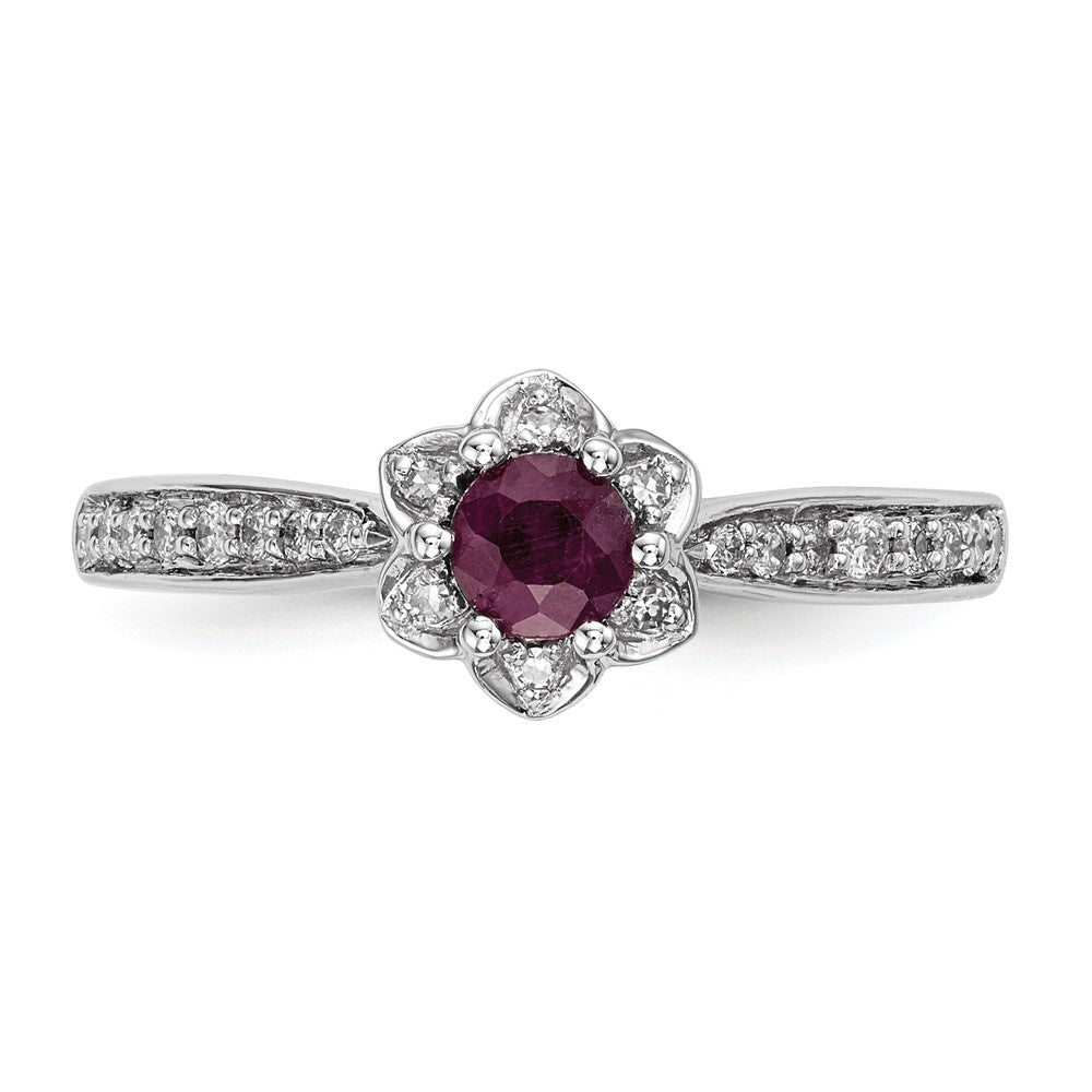 14k White Gold Real Diamond & Ruby Ring