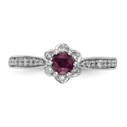 14k White Gold Real Diamond & Ruby Ring