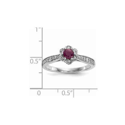 14k White Gold Real Diamond & Ruby Ring