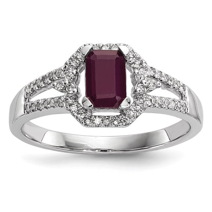 14k White Gold Real Diamond & Ruby Ring