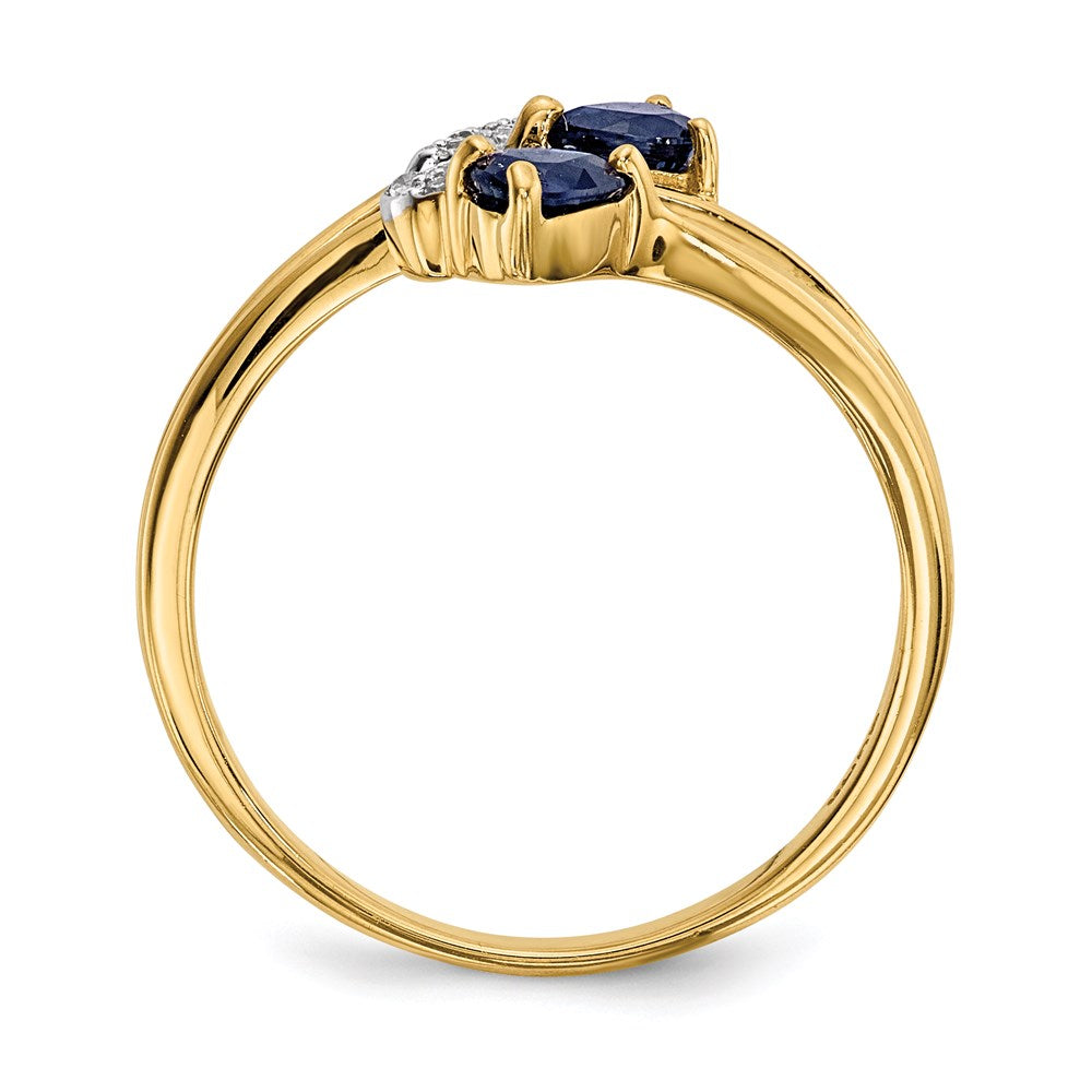 14K Gold w/ Real Diamond & Sapphire Polished Ring