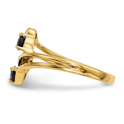 14K Gold w/ Real Diamond & Sapphire Polished Ring
