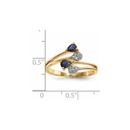 14K Gold w/ Real Diamond & Sapphire Polished Ring