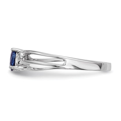 14k White Gold w/ Blue Sapphire & Real Diamond Ring