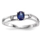 14k White Gold w/ Blue Sapphire & Real Diamond Ring
