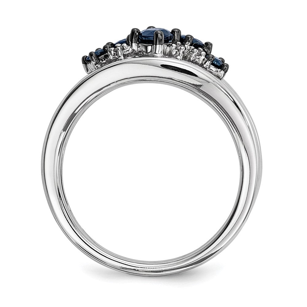14k White Gold Real Diamond and Sapphire Polished Ring