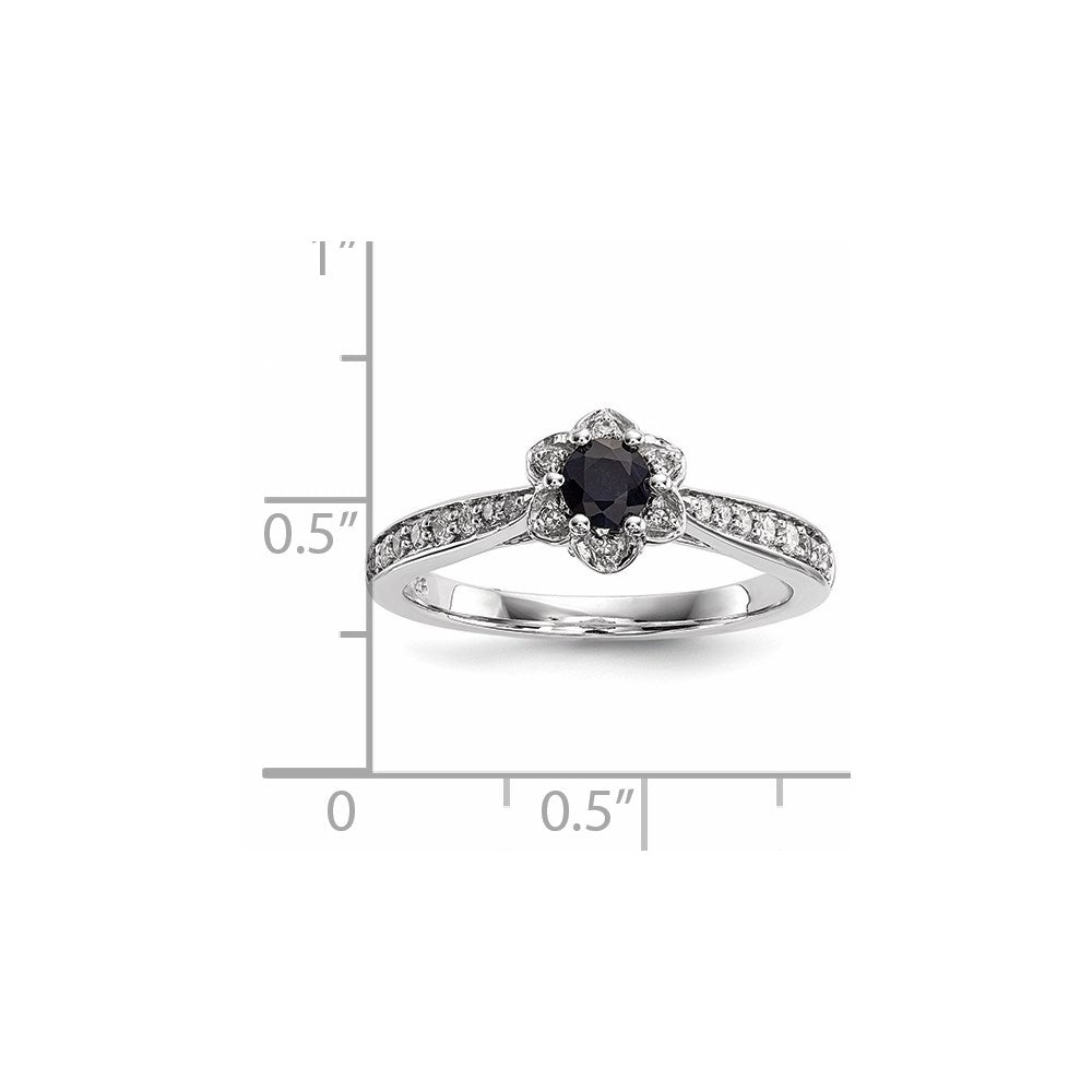 14k White Gold Real Diamond & Sapphire Ring