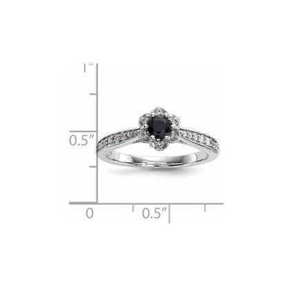 14k White Gold Real Diamond & Sapphire Ring
