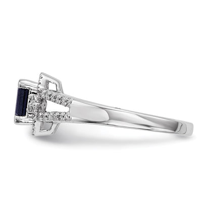 14k White Gold Real Diamond & Sapphire Ring