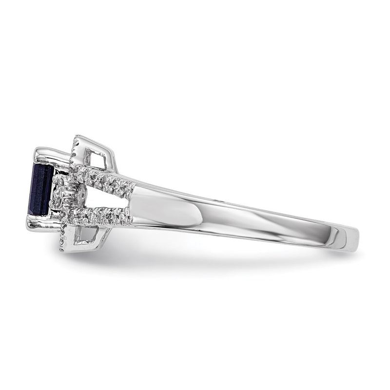 14k White Gold Real Diamond & Sapphire Ring