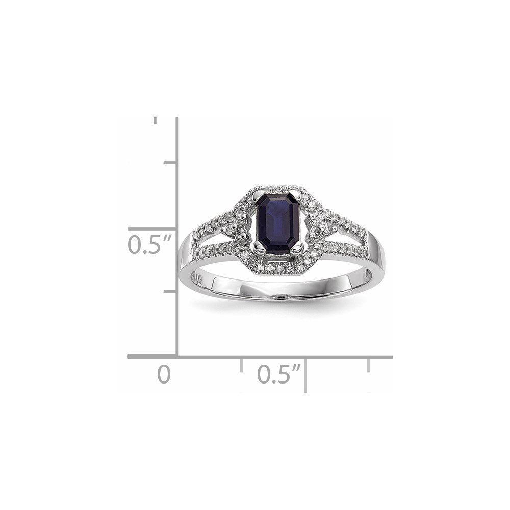 14k White Gold Real Diamond & Sapphire Ring