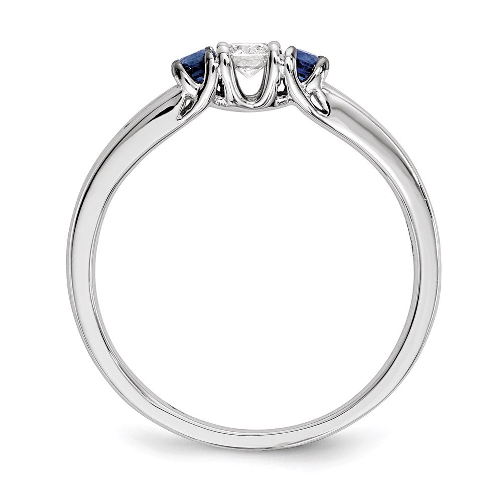 14k White Gold Real Diamond & Sapphire Ring
