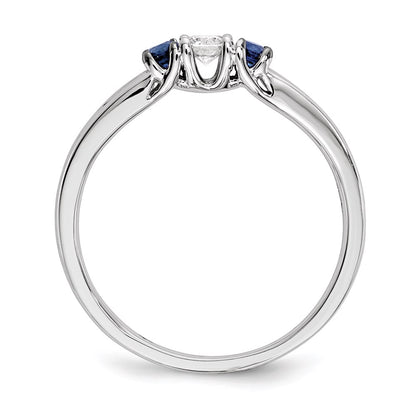 14k White Gold Real Diamond & Sapphire Ring
