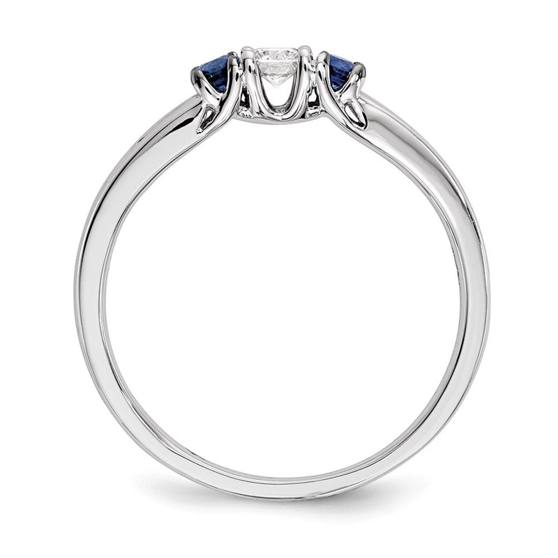 14k White Gold Real Diamond & Sapphire Ring