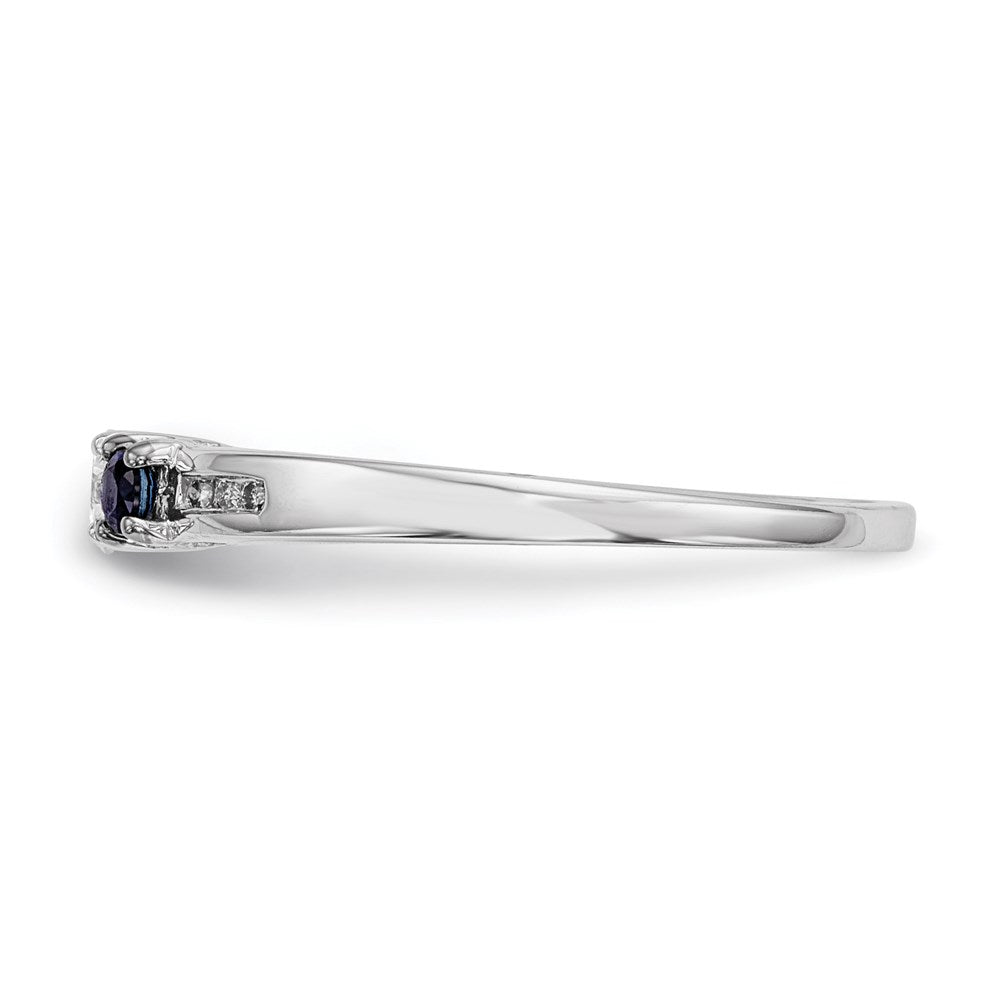 14k White Gold Real Diamond & Sapphire Ring