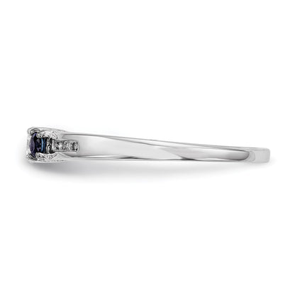 14k White Gold Real Diamond & Sapphire Ring