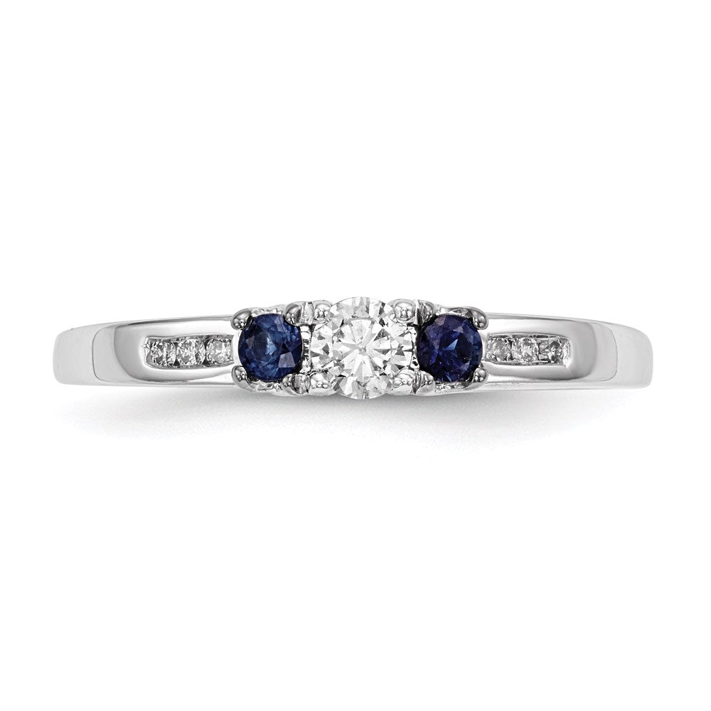 14k White Gold Real Diamond & Sapphire Ring
