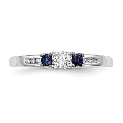14k White Gold Real Diamond & Sapphire Ring