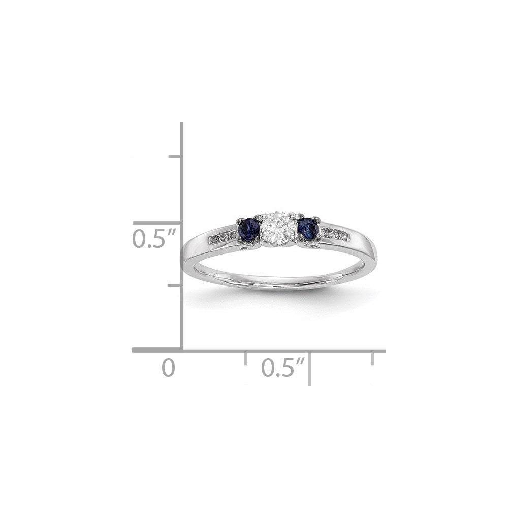 14k White Gold Real Diamond & Sapphire Ring